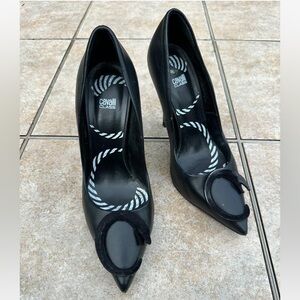 Cavalli Class black leather pumps shoes size 36